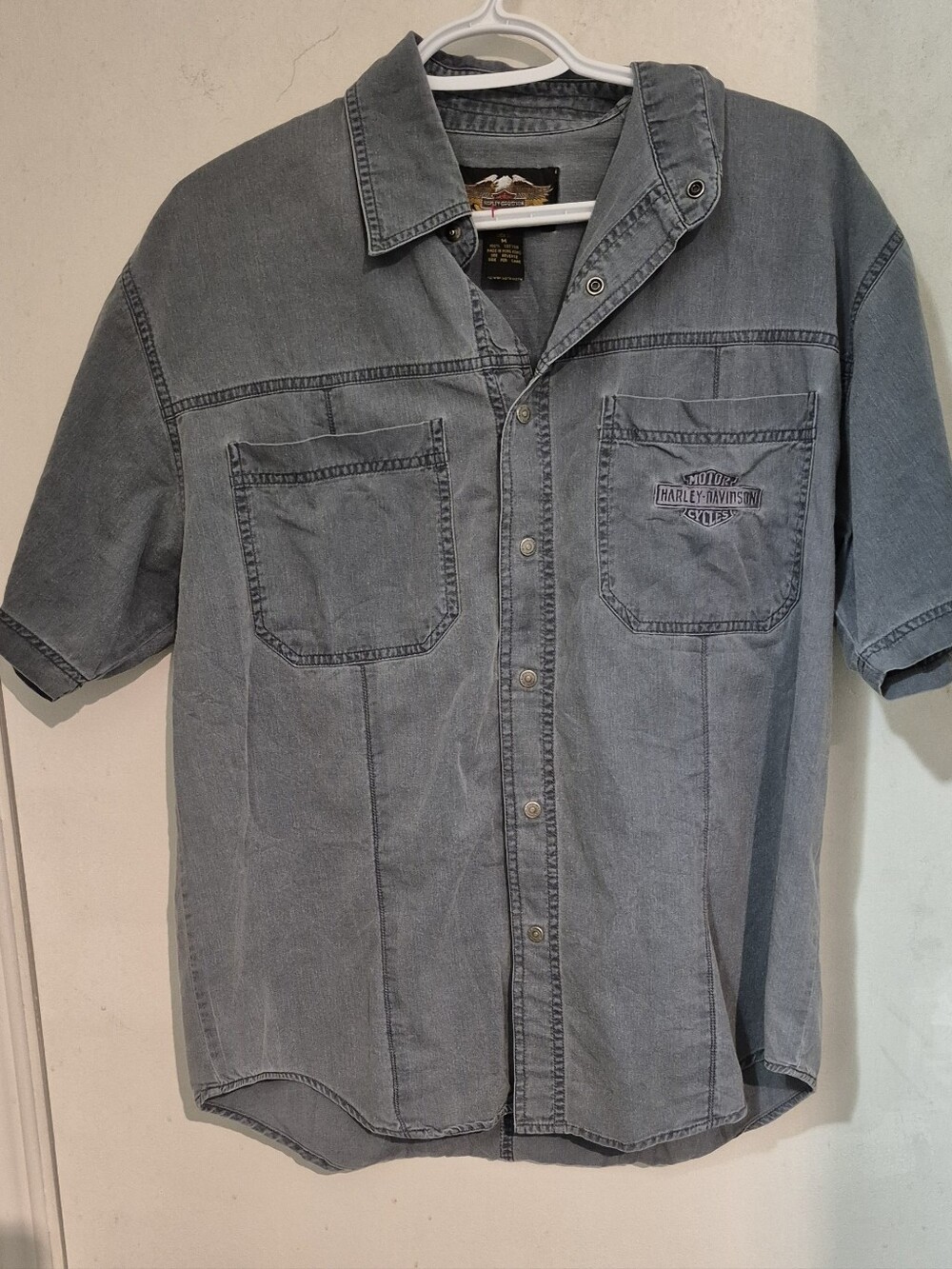 Harley-Davidson Men's Short-Sleeve Snap-Up Denim Shirt - Sz.M